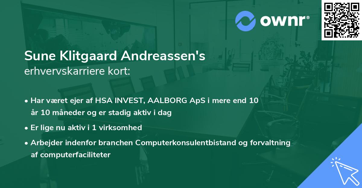 Sune Klitgaard Andreassen's erhvervskarriere kort