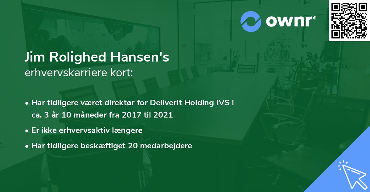 Jim Rolighed Hansen's erhvervskarriere kort