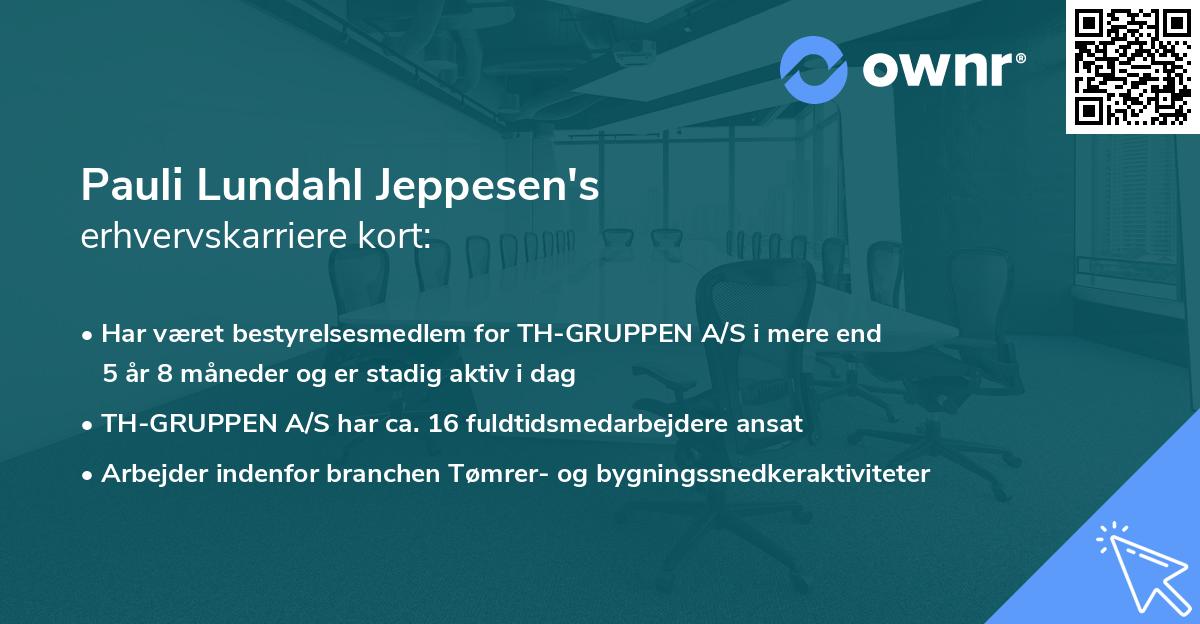 Pauli Lundahl Jeppesen's erhvervskarriere kort