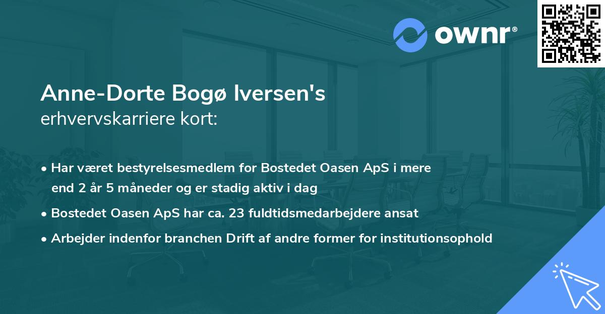 Anne-Dorte Bogø Iversen's erhvervskarriere kort