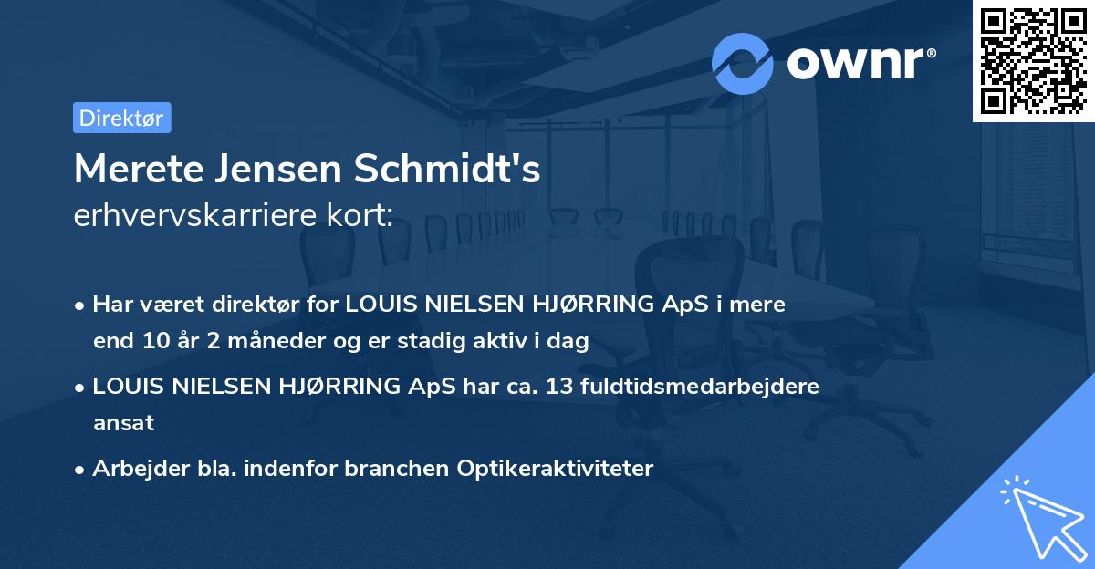 Merete Jensen Schmidt's erhvervskarriere kort