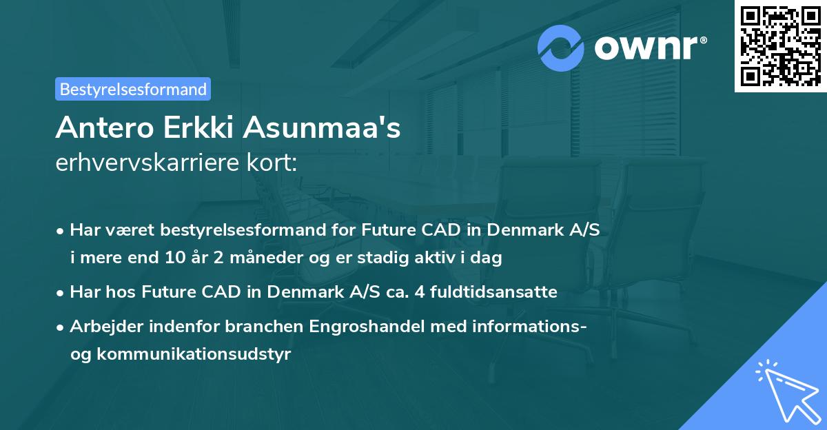 Antero Erkki Asunmaa's erhvervskarriere kort