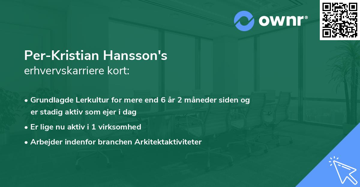 Per-Kristian Hansson's erhvervskarriere kort
