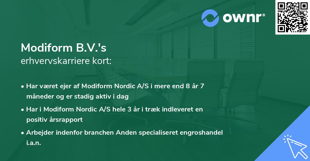 Modiform B.V.'s erhvervskarriere kort