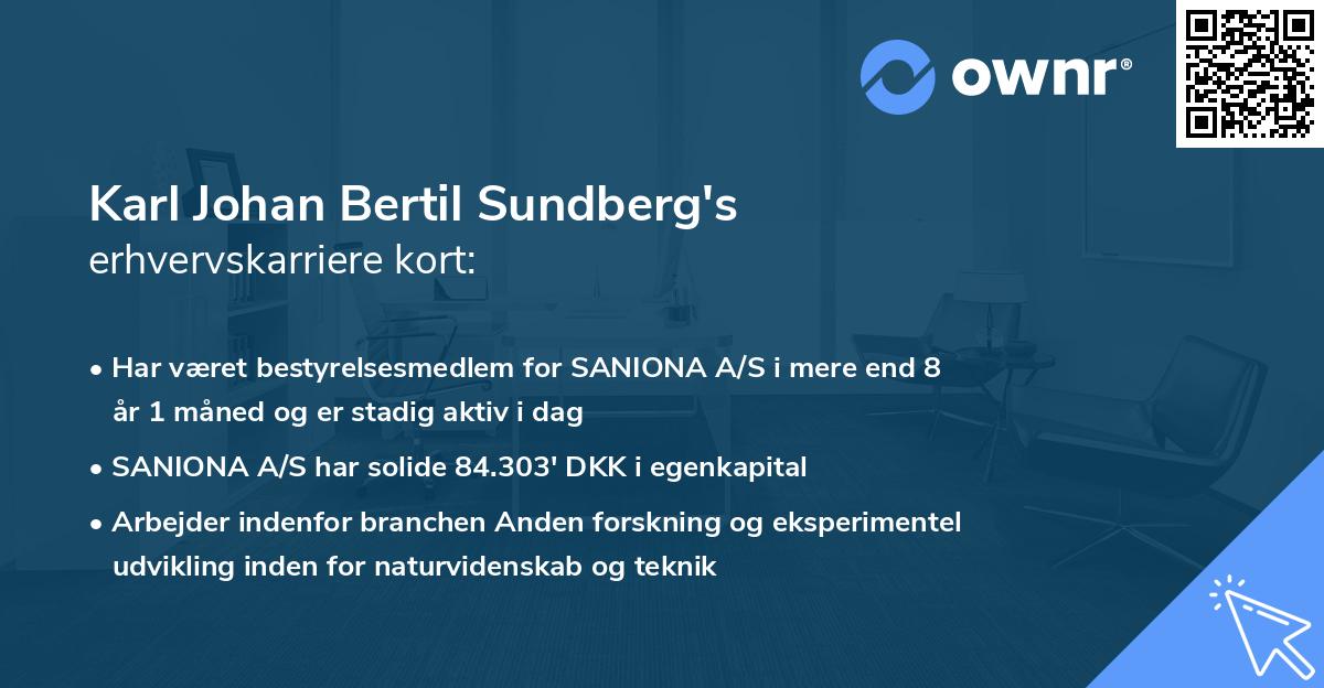 Karl Johan Bertil Sundberg's erhvervskarriere kort