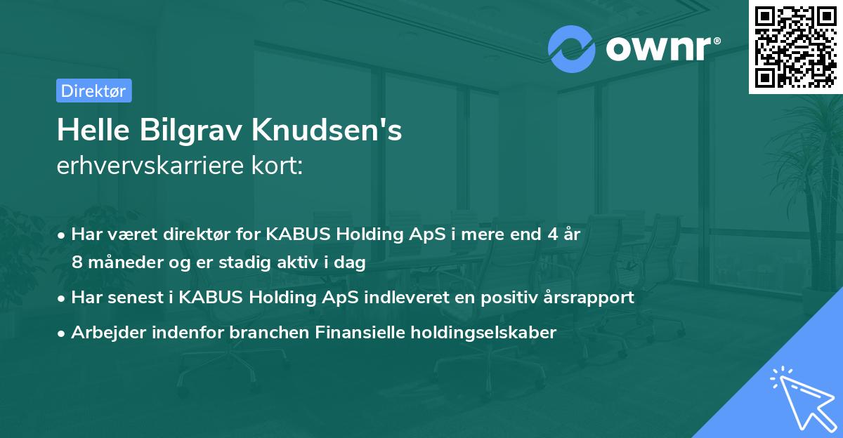 Helle Bilgrav Knudsen's erhvervskarriere kort