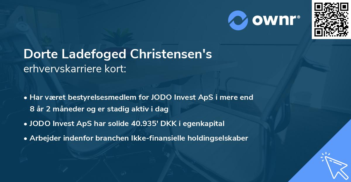 Dorte Ladefoged Christensen's erhvervskarriere kort