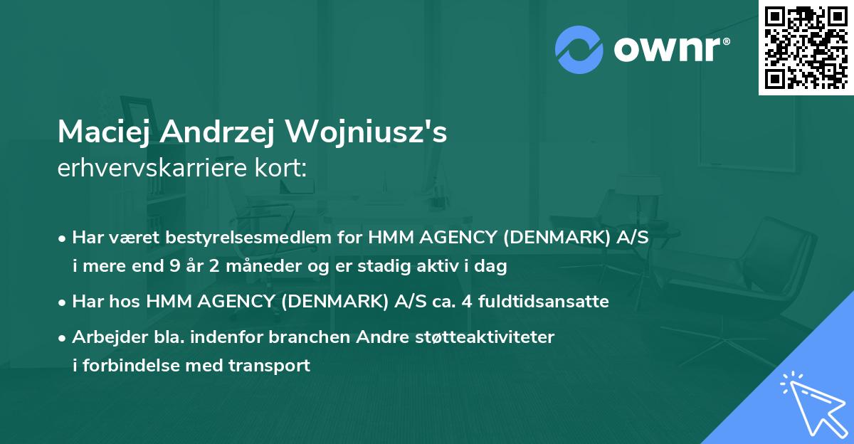 Maciej Andrzej Wojniusz's erhvervskarriere kort
