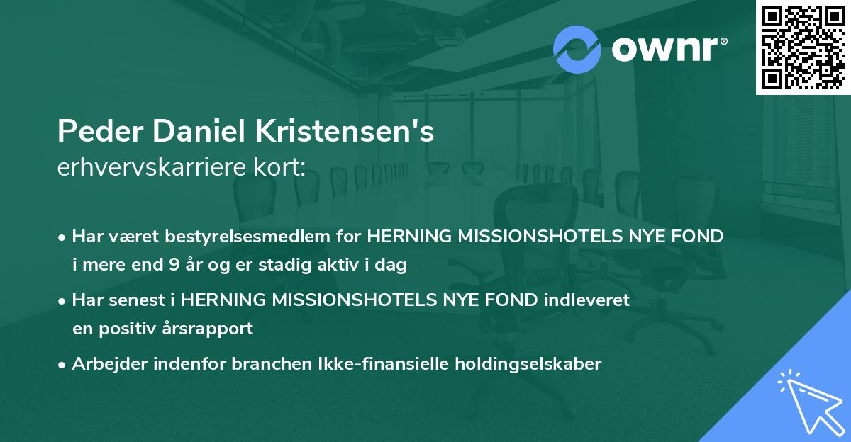 Peder Daniel Kristensen's erhvervskarriere kort