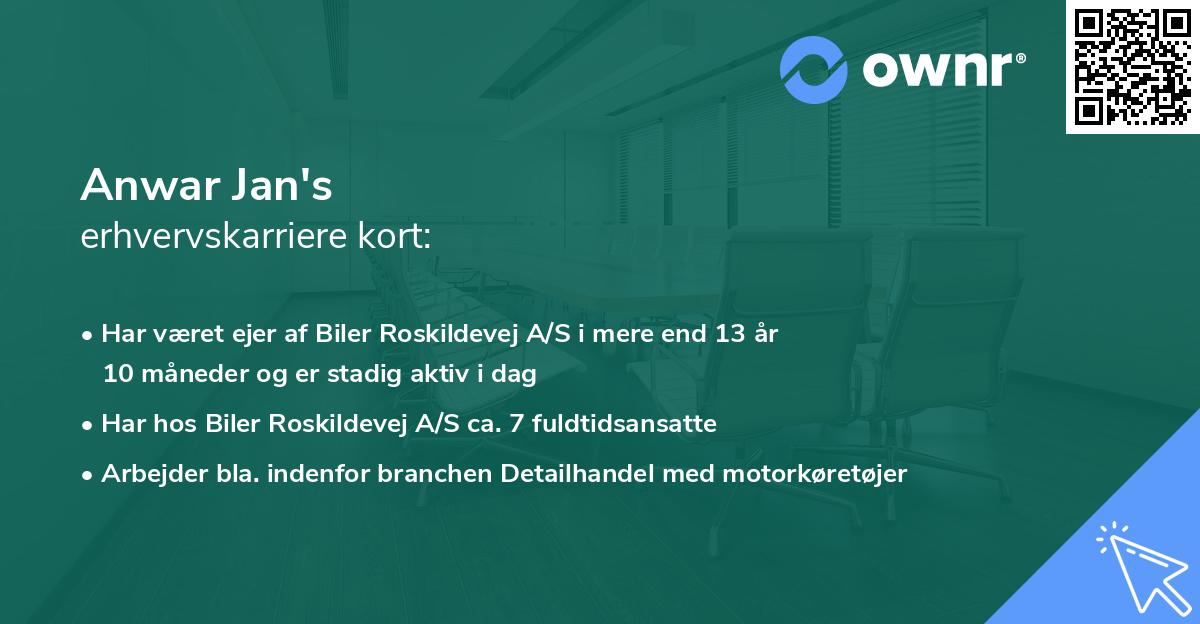 Anwar Jan's erhvervskarriere kort