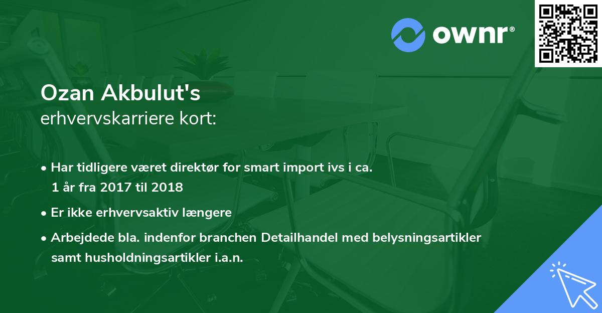 Ozan Akbulut's erhvervskarriere kort