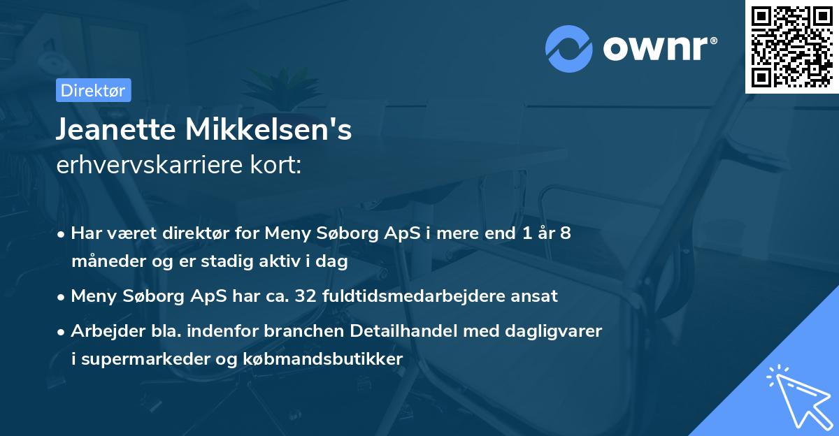 Jeanette Mikkelsen's erhvervskarriere kort