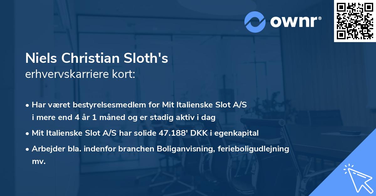 Niels Christian Sloth's erhvervskarriere kort