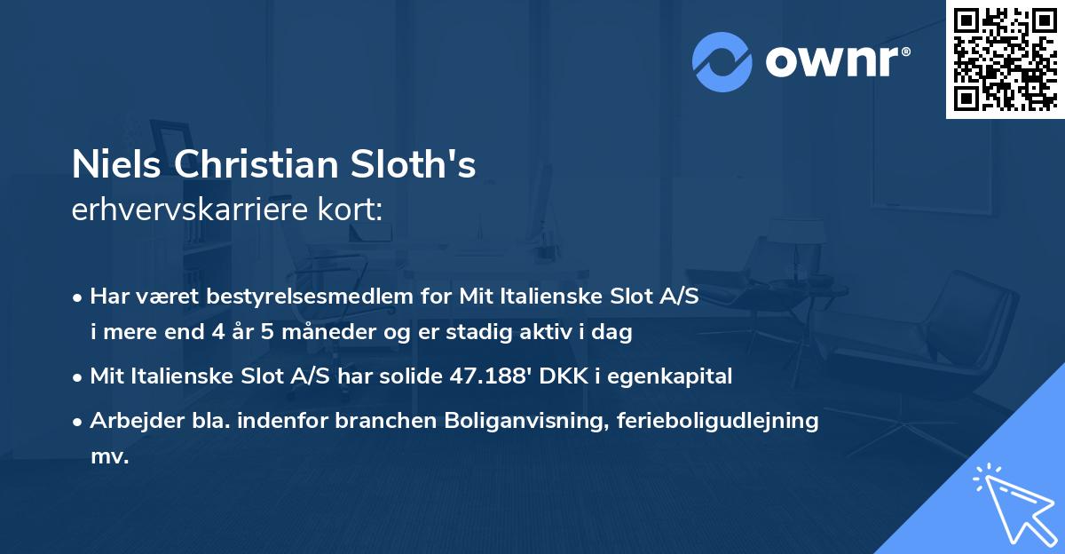 Niels Christian Sloth's erhvervskarriere kort