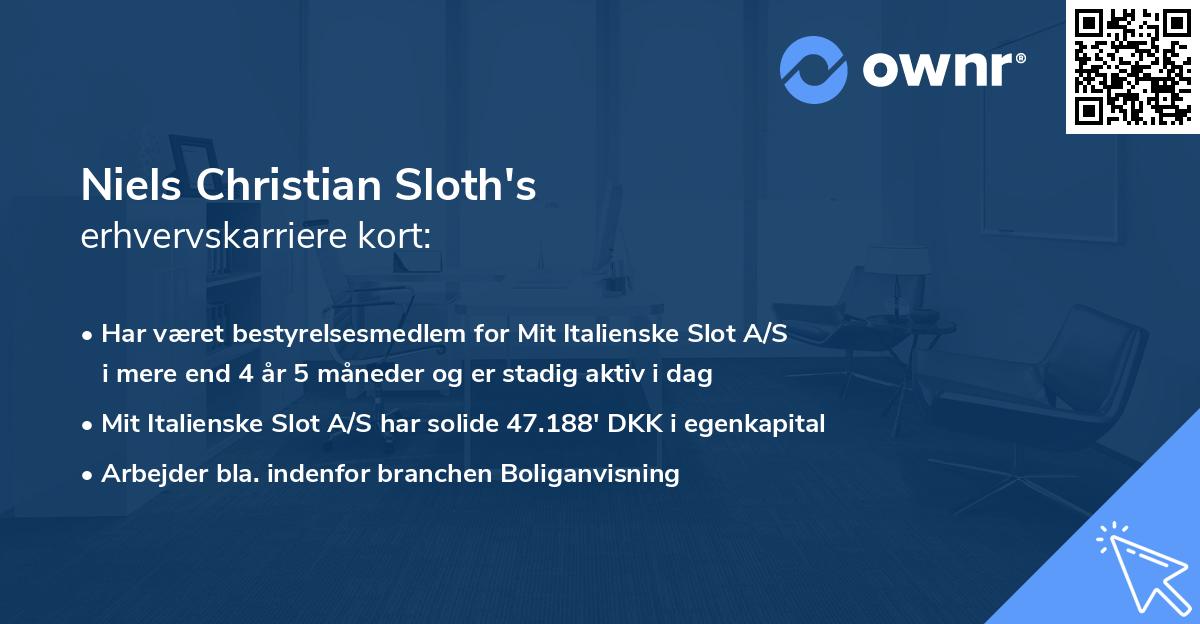 Niels Christian Sloth's erhvervskarriere kort