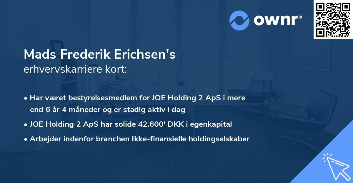 Mads Frederik Erichsen's erhvervskarriere kort