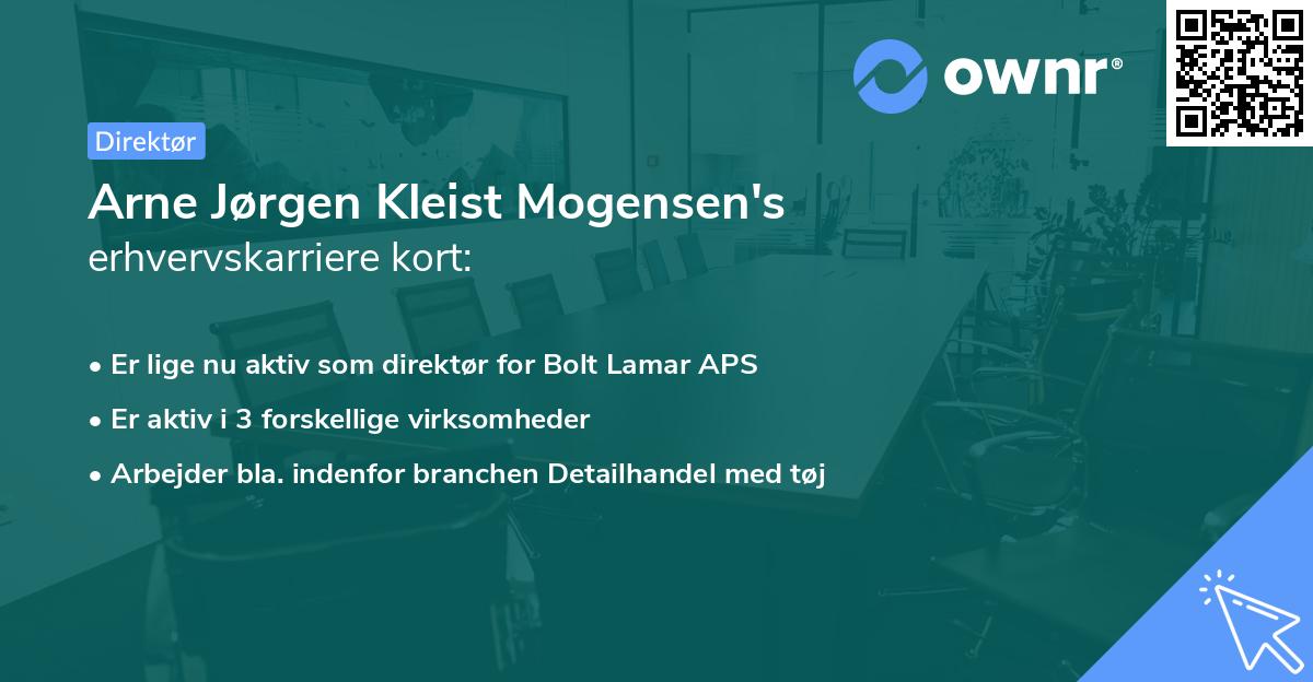 Arne Jørgen Kleist Mogensen's erhvervskarriere kort