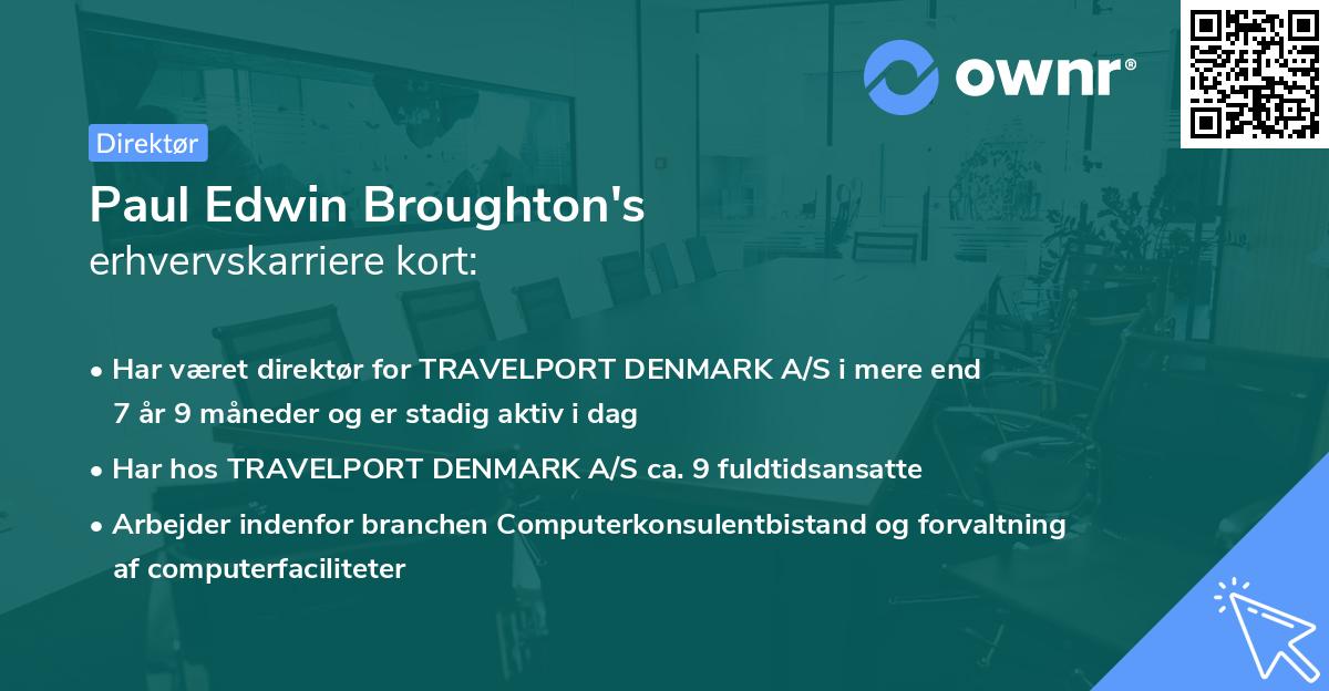 Paul Edwin Broughton's erhvervskarriere kort