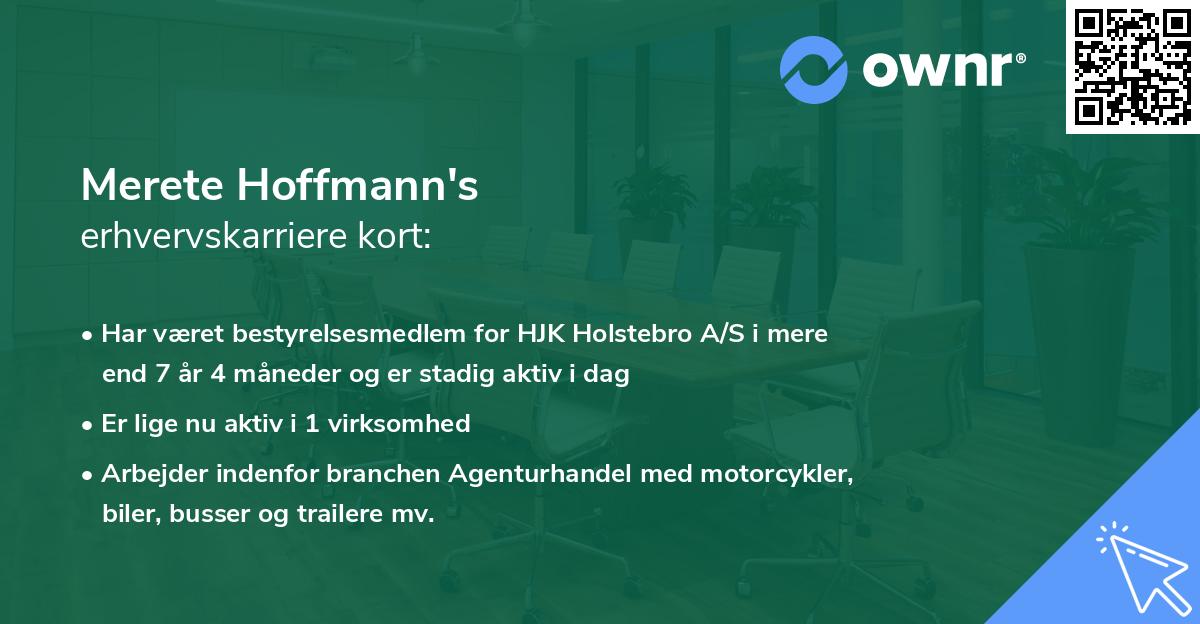 Merete Hoffmann's erhvervskarriere kort