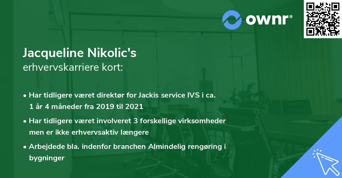 Jacqueline Nikolic's erhvervskarriere kort