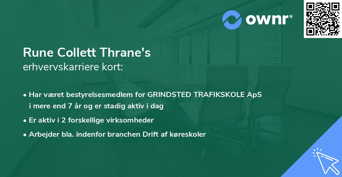 Rune Collett Thrane's erhvervskarriere kort