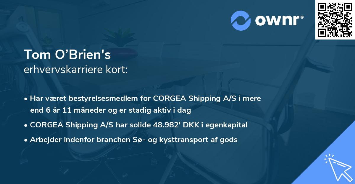 Tom O’Brien's erhvervskarriere kort
