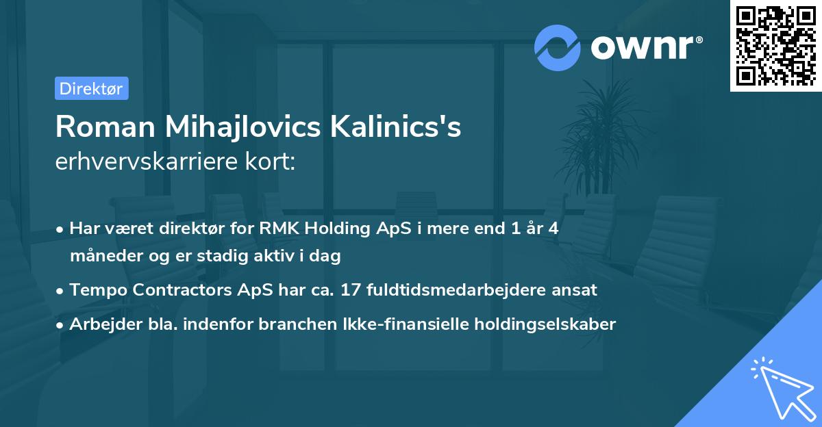 Roman Mihajlovics Kalinics's erhvervskarriere kort