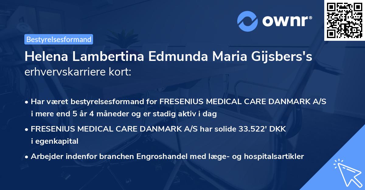 Helena Lambertina Edmunda Maria Gijsbers's erhvervskarriere kort
