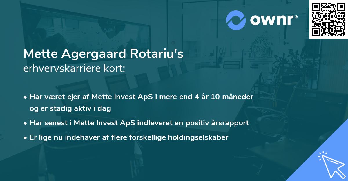 Mette Agergaard Rotariu's erhvervskarriere kort