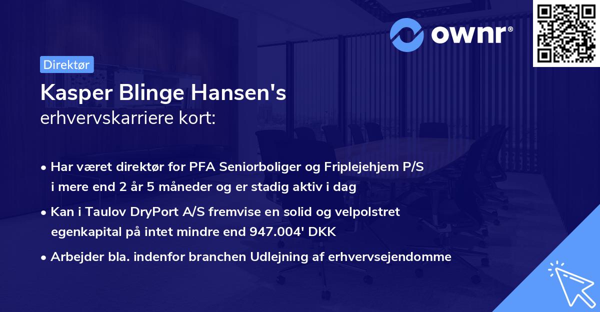 Kasper Blinge Hansen's erhvervskarriere kort
