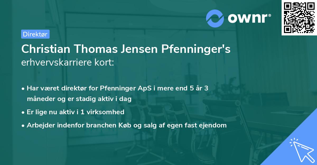 Christian Thomas Jensen Pfenninger's erhvervskarriere kort