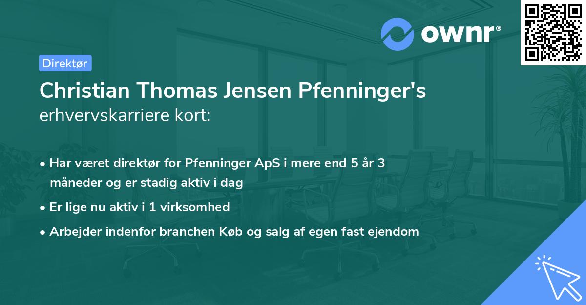 Christian Thomas Jensen Pfenninger's erhvervskarriere kort