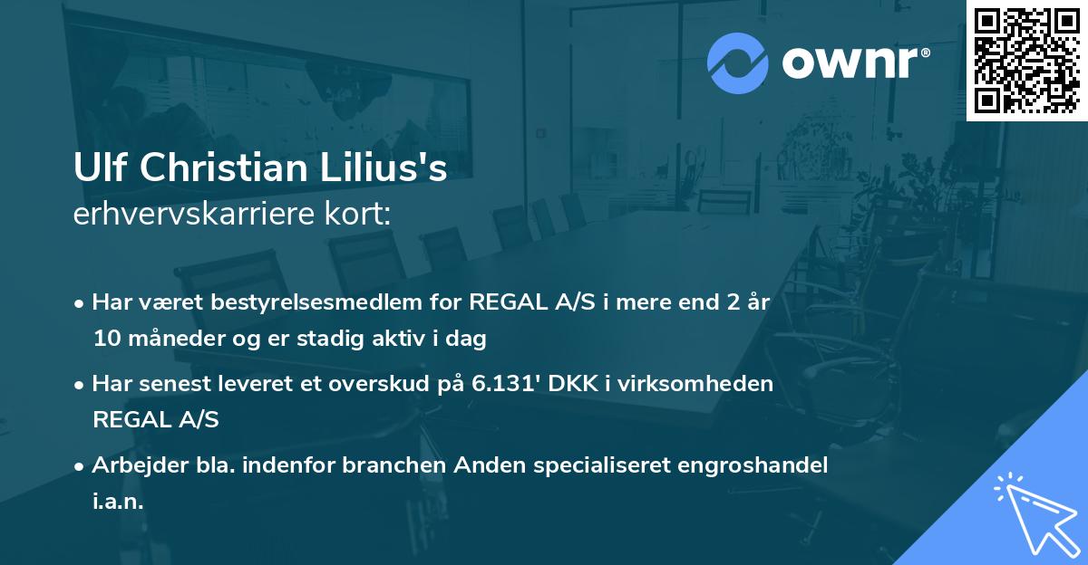 Ulf Christian Lilius's erhvervskarriere kort