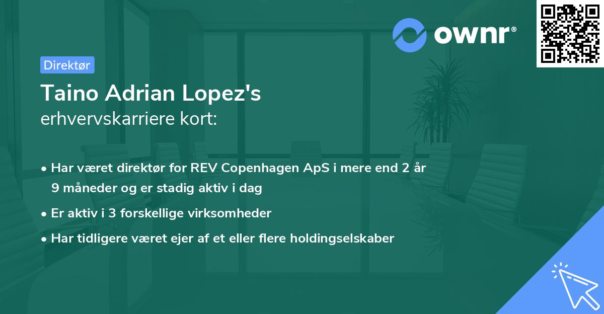 Taino Adrian Lopez's erhvervskarriere kort