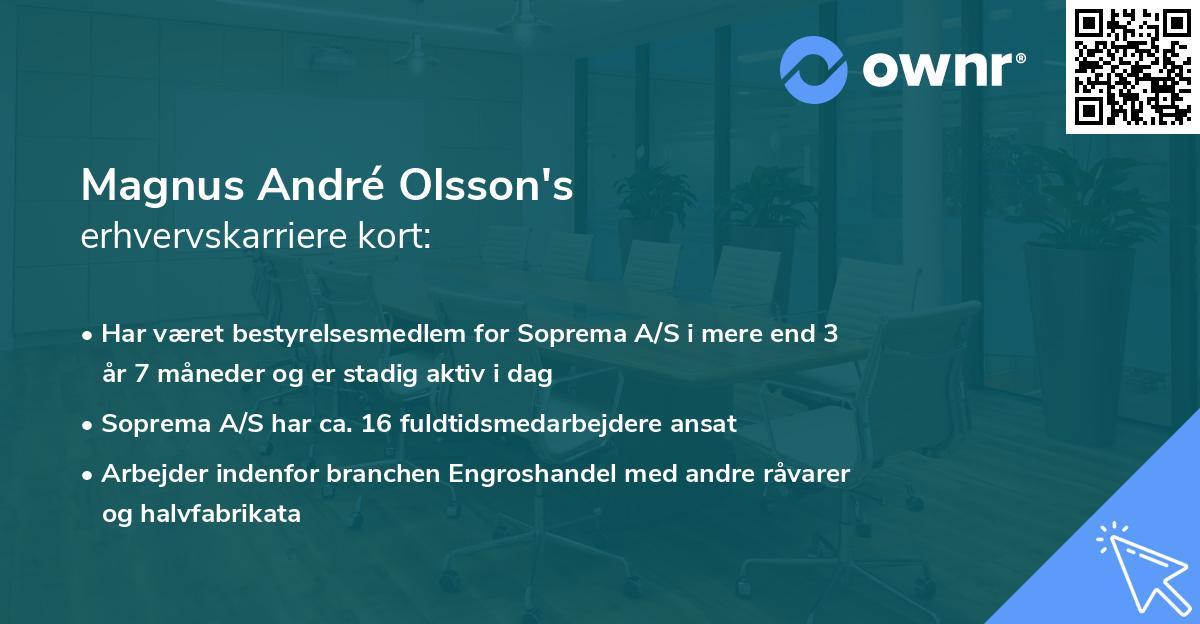 Magnus André Olsson's erhvervskarriere kort