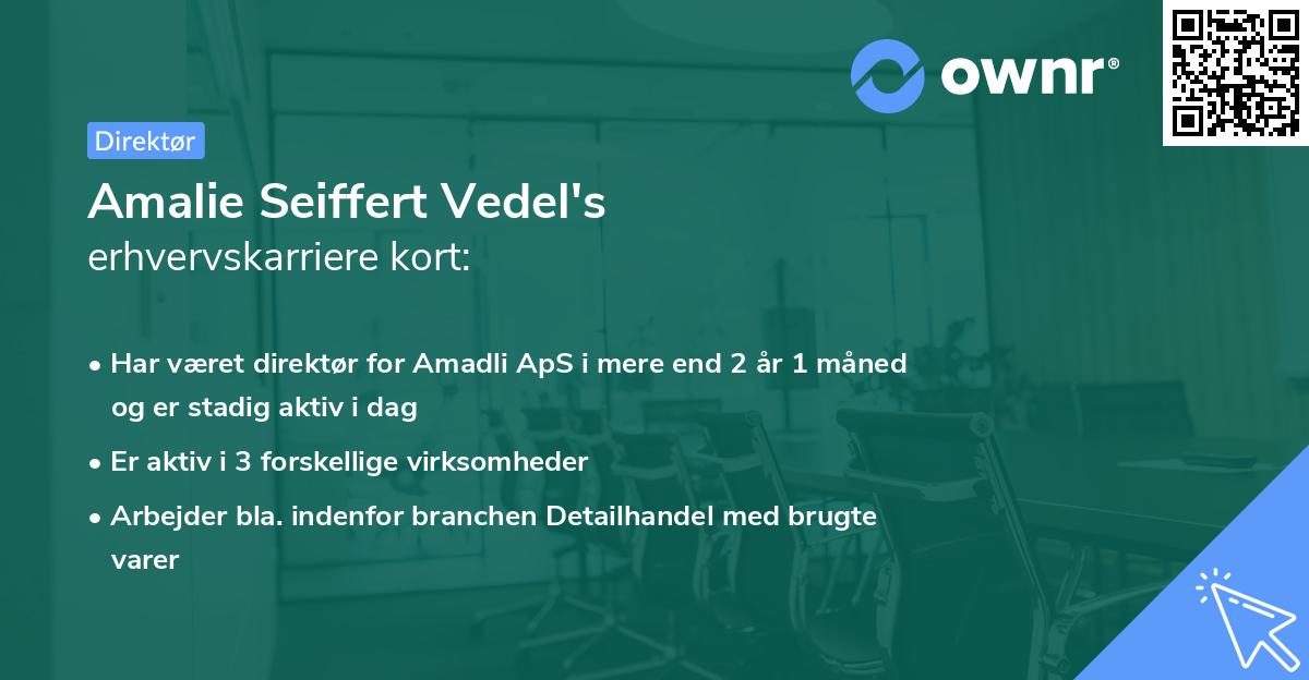 Amalie Seiffert Vedel's erhvervskarriere kort