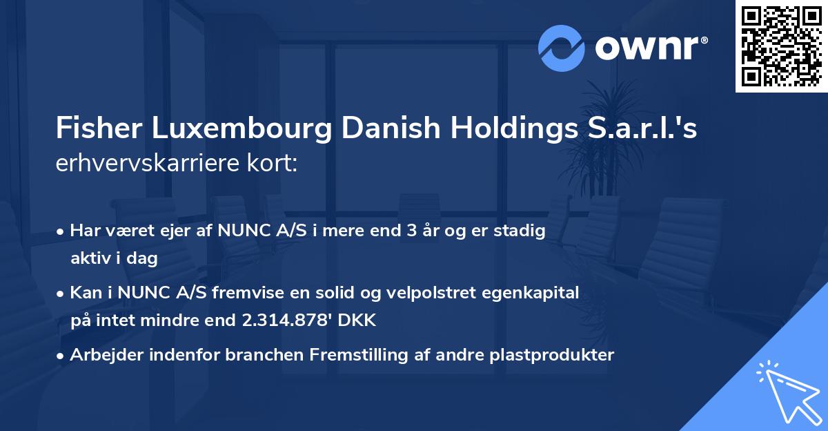 Fisher Luxembourg Danish Holdings S.a.r.l.'s erhvervskarriere kort