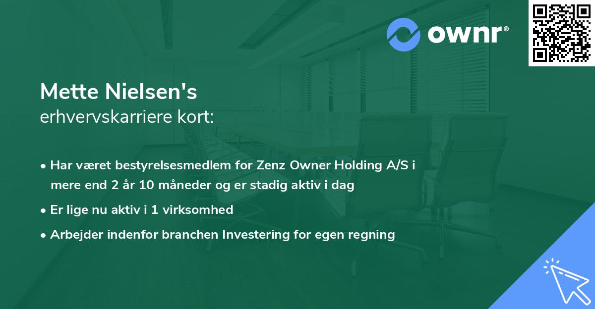 Mette Nielsen's erhvervskarriere kort