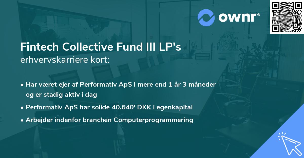 Fintech Collective Fund III LP's erhvervskarriere kort