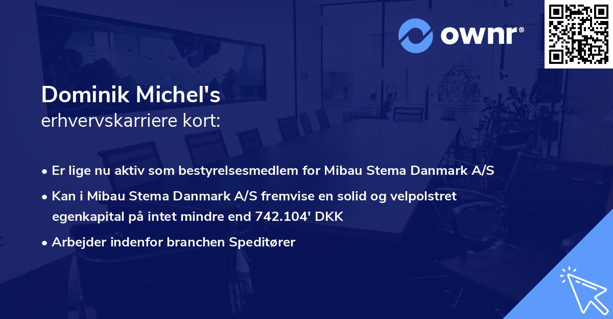 Dominik Michel's erhvervskarriere kort