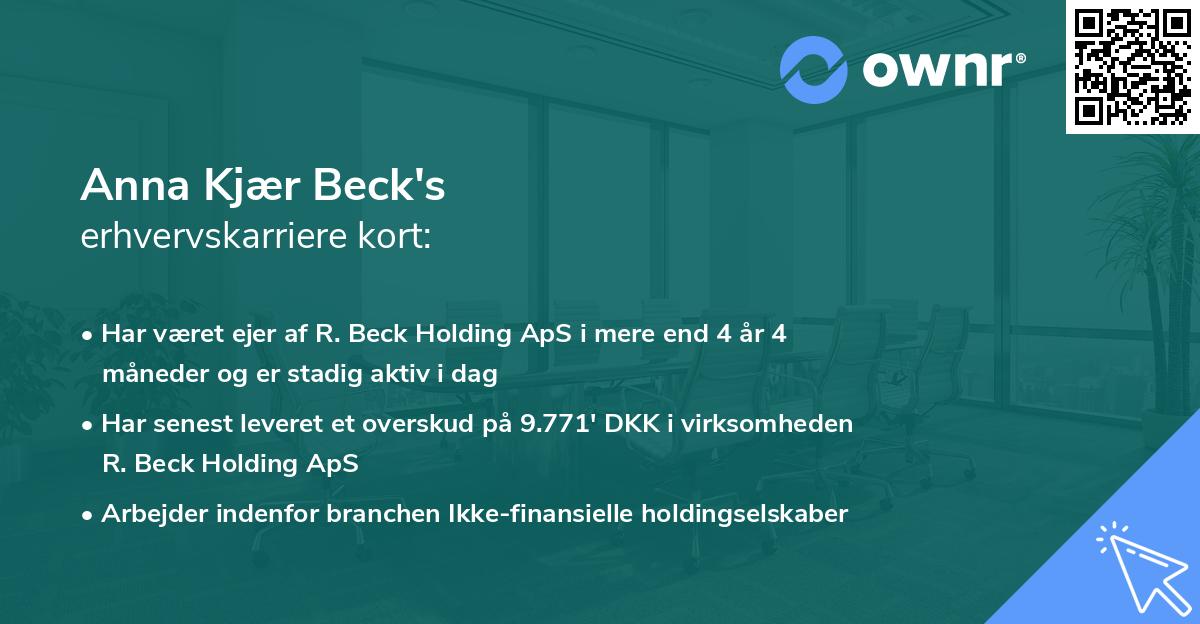 Anna Kjær Beck's erhvervskarriere kort