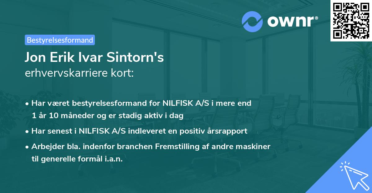 Jon Erik Ivar Sintorn's erhvervskarriere kort