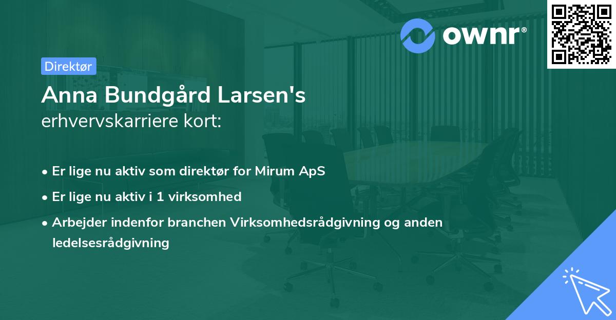 Anna Bundgård Larsen's erhvervskarriere kort