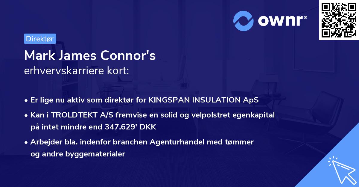 Mark James Connor's erhvervskarriere kort