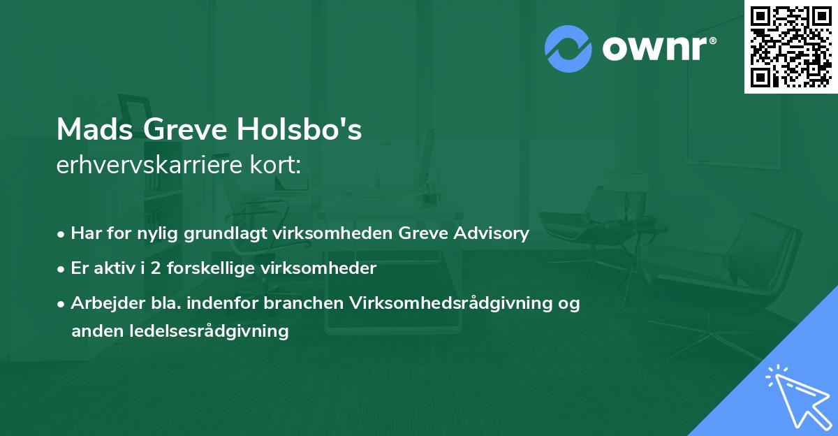 Mads Greve Holsbo's erhvervskarriere kort