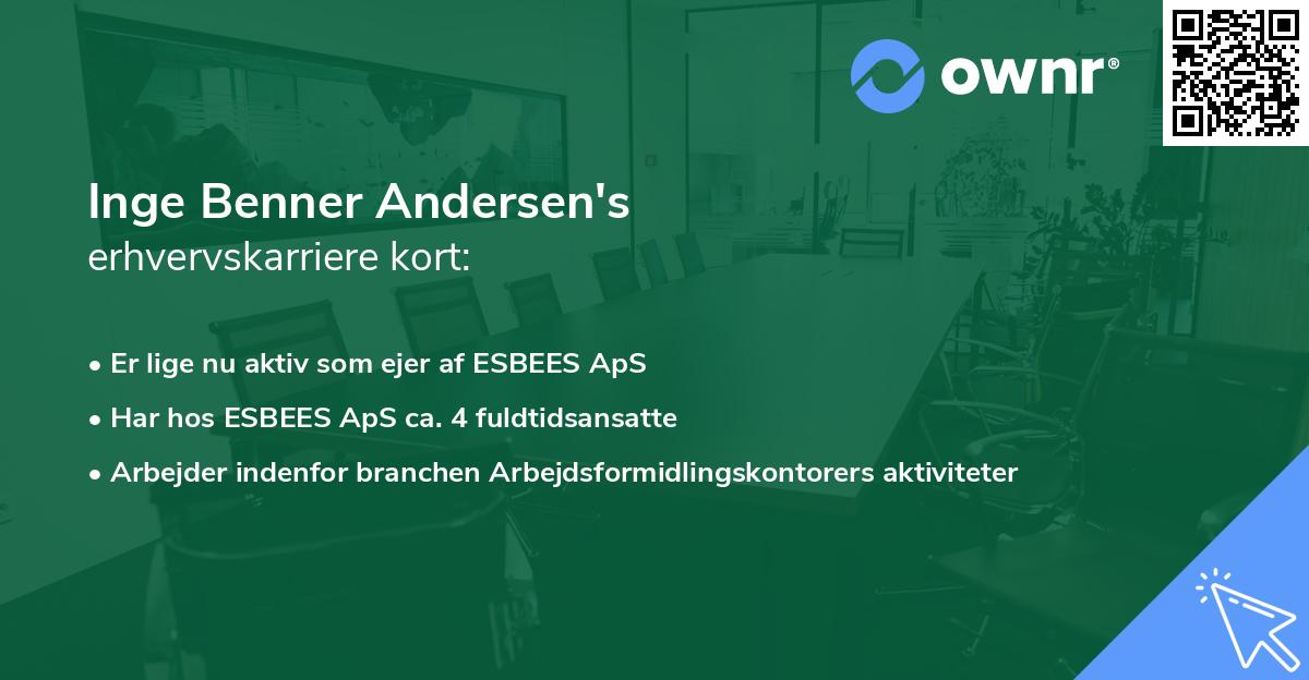 Inge Benner Andersen's erhvervskarriere kort