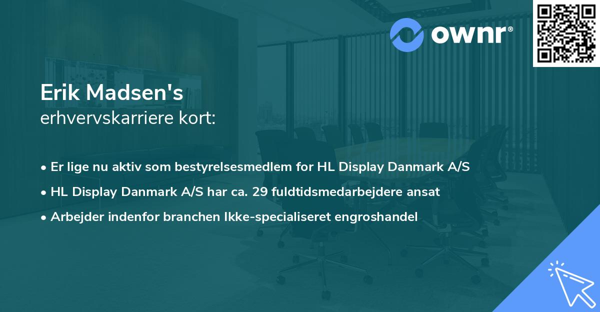 Erik Madsen's erhvervskarriere kort