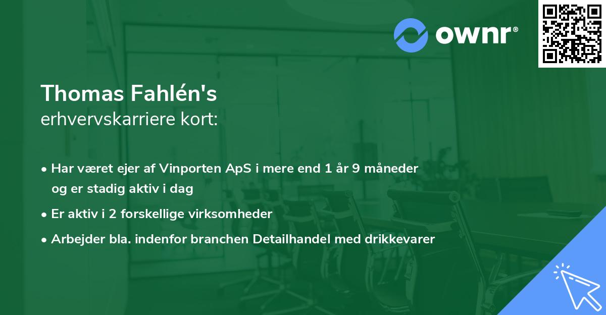 Thomas Fahlén's erhvervskarriere kort
