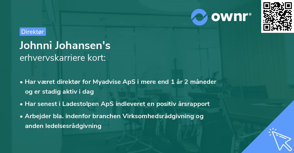 Johnni Johansen's erhvervskarriere kort
