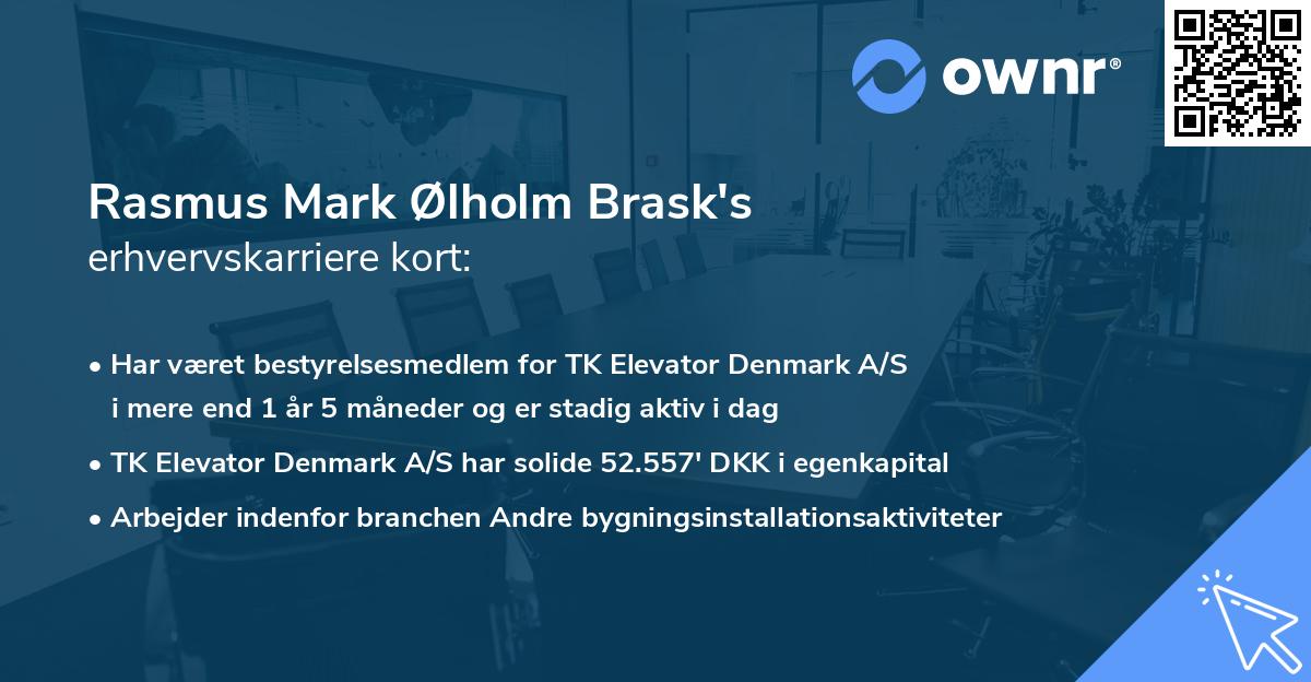 Rasmus Mark Ølholm Brask's erhvervskarriere kort